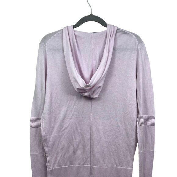 Athleta Womens Enlighten Hooded Sweater Silk Blend V Neck Pockets Pink Size M - Picture 6 of 6